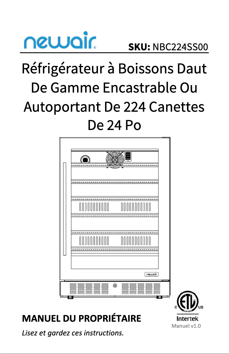 Page n°1 - Manuel utilisateur NewAir NBC224SS00