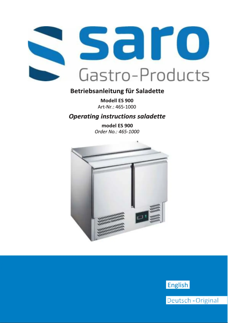 Page 1 de la notice Manuel utilisateur Saro ES 901