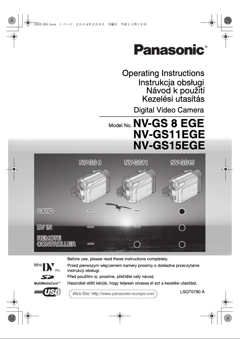 Page 1 de la notice Manuel utilisateur Panasonic NV-GS8