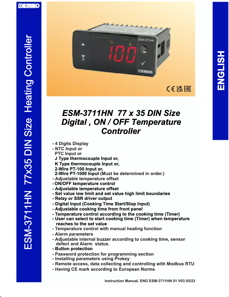 Página 1 del manual Manual de usuario Emko ESM-3711-HN