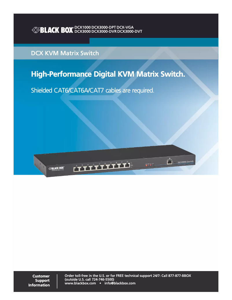 Page n°1 - Manuel utilisateur Black Box DCX3000-DVT