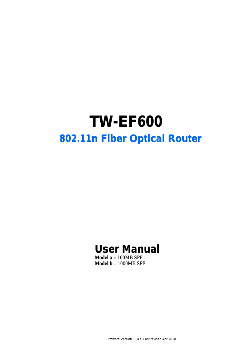 Page n°1 - Manuel utilisateur TeleWell TW-EF600