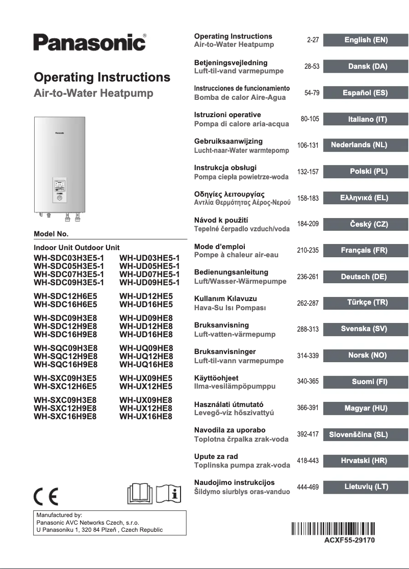 Page 1 de la notice Manuel utilisateur Panasonic WH-SDC07H3E51