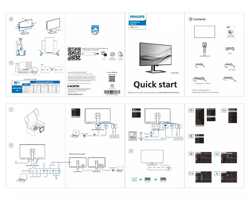 Page 1 of the manual Quick Start Guide Philips 27B1U7903