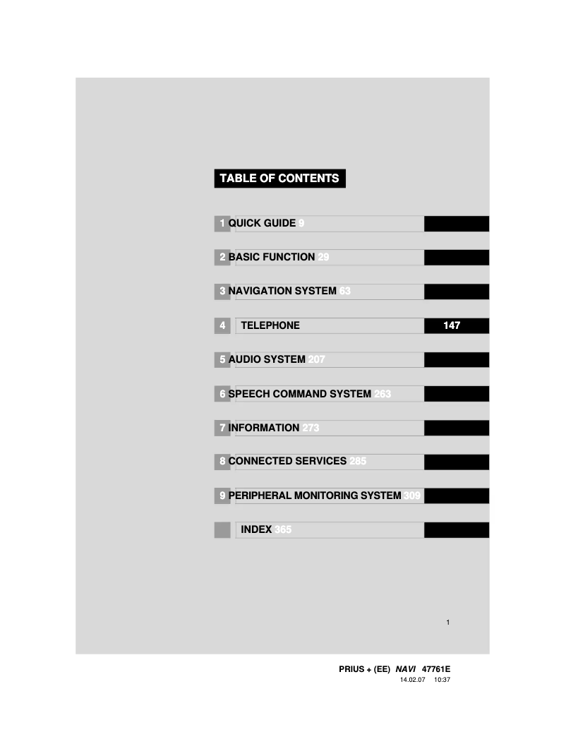 Page 1 de la notice Manuel utilisateur Toyota Prius Plus 2012 Navigation