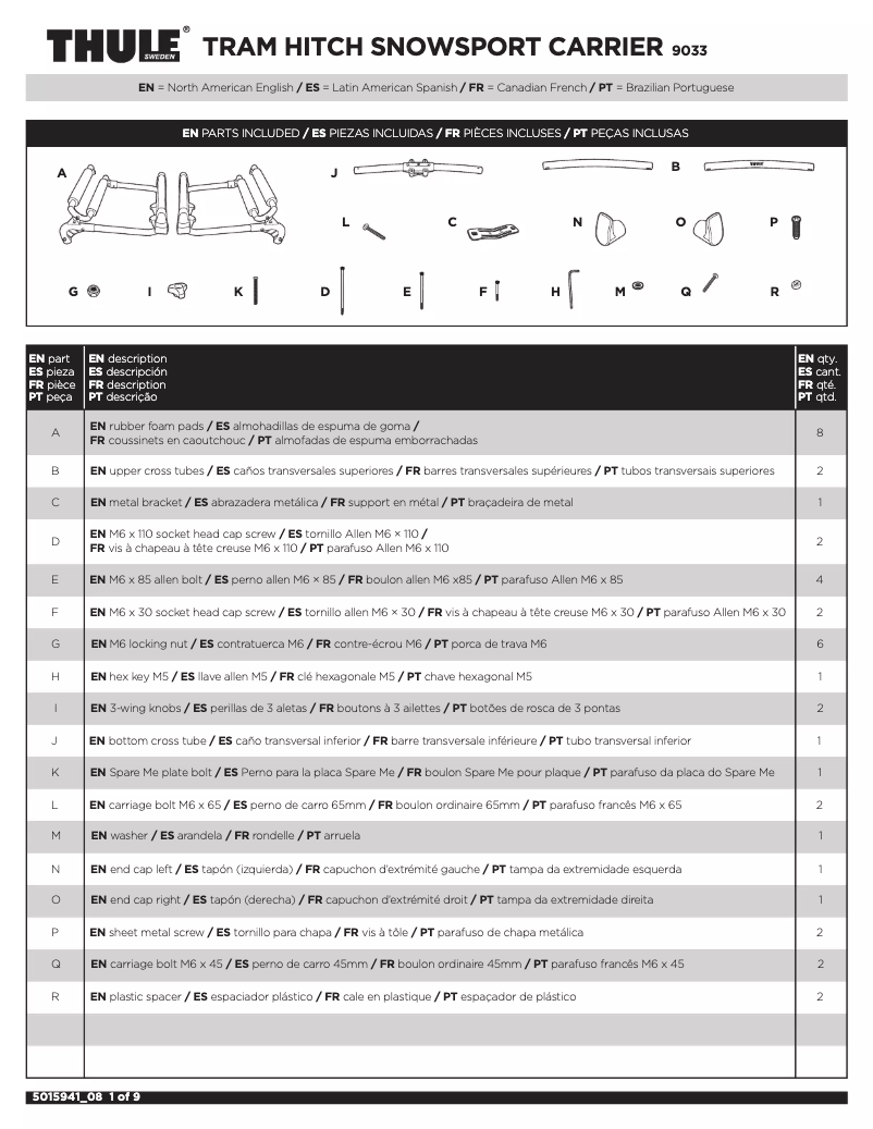 Image de la première page du manuel de l'appareil Tram 9033