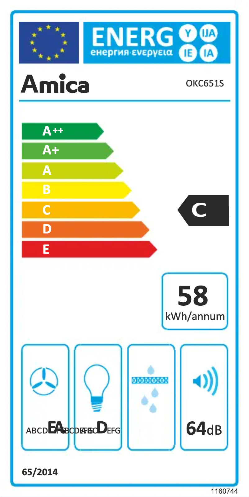 Page n°1 - Label énergétique Amica OKC651S