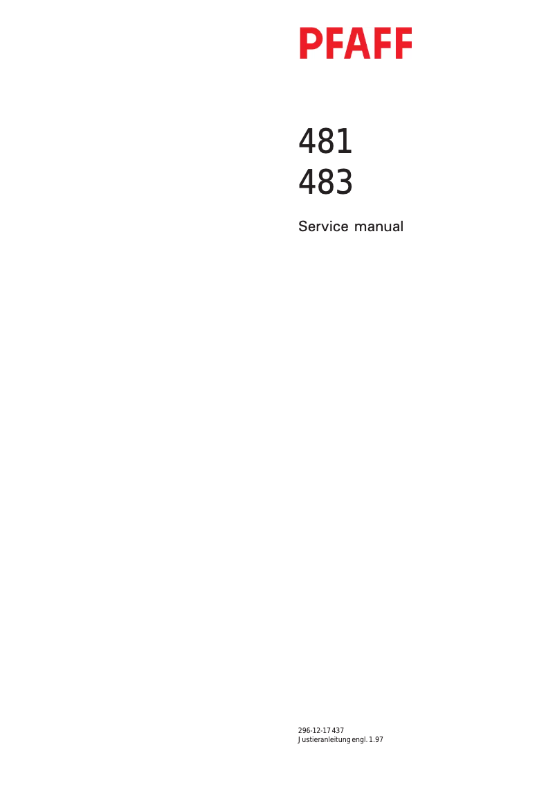 Page n°1 - Manuel utilisateur Pfaff 483