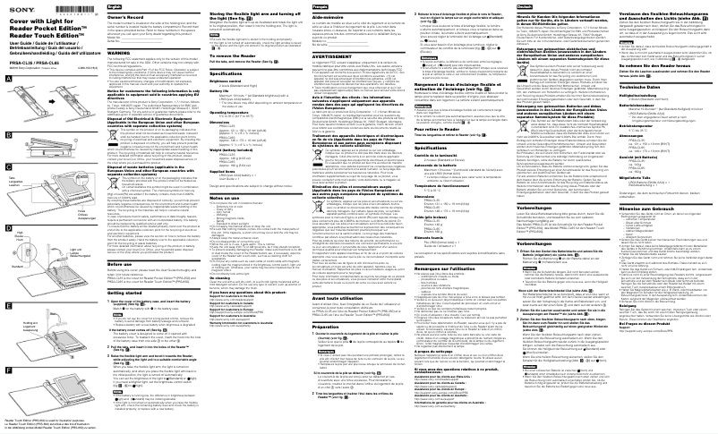 Image de la première page du manuel de l'appareil PRS-ACL65R