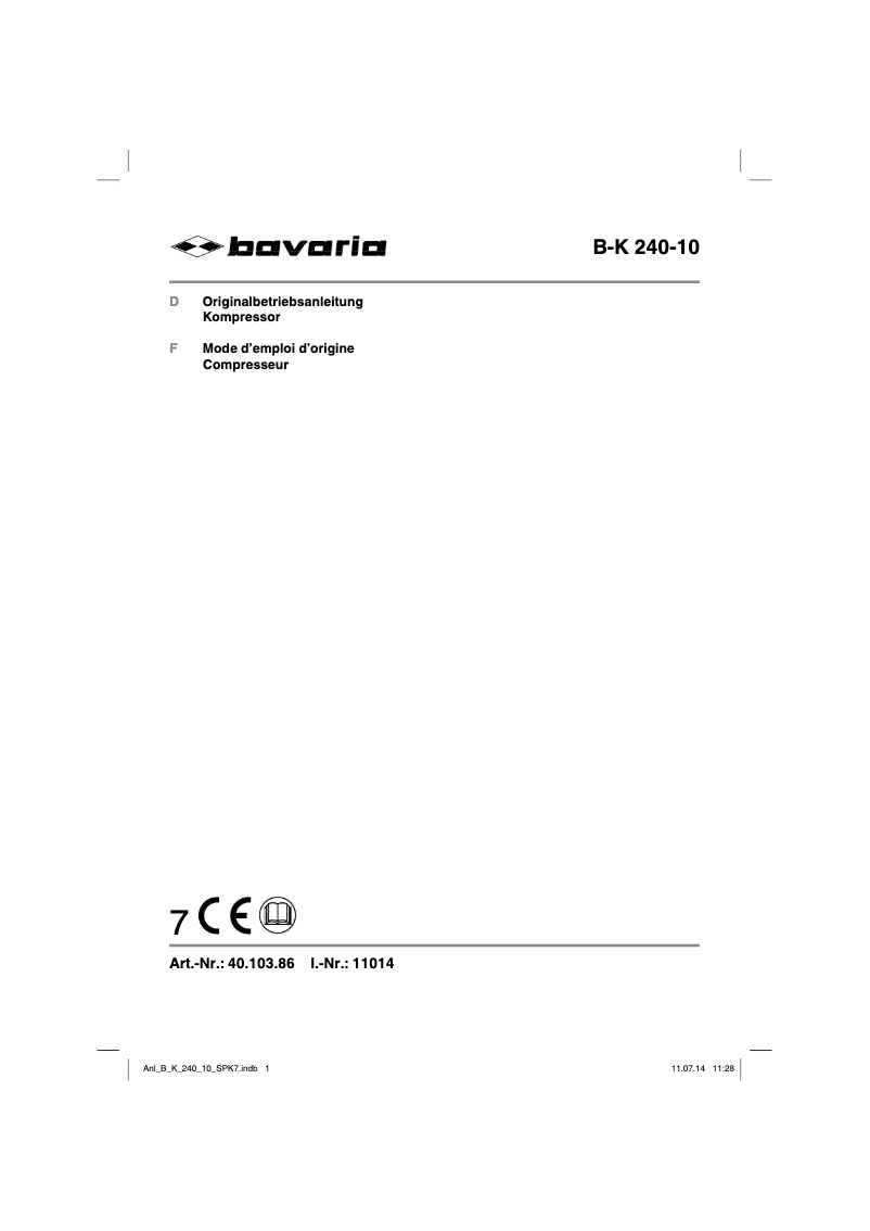 Page 1 de la notice Manuel utilisateur Bavaria B-K 240-10