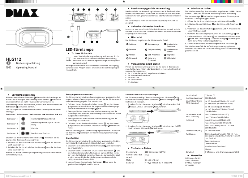 Page n°1 - Manuel utilisateur DMAX HLG112