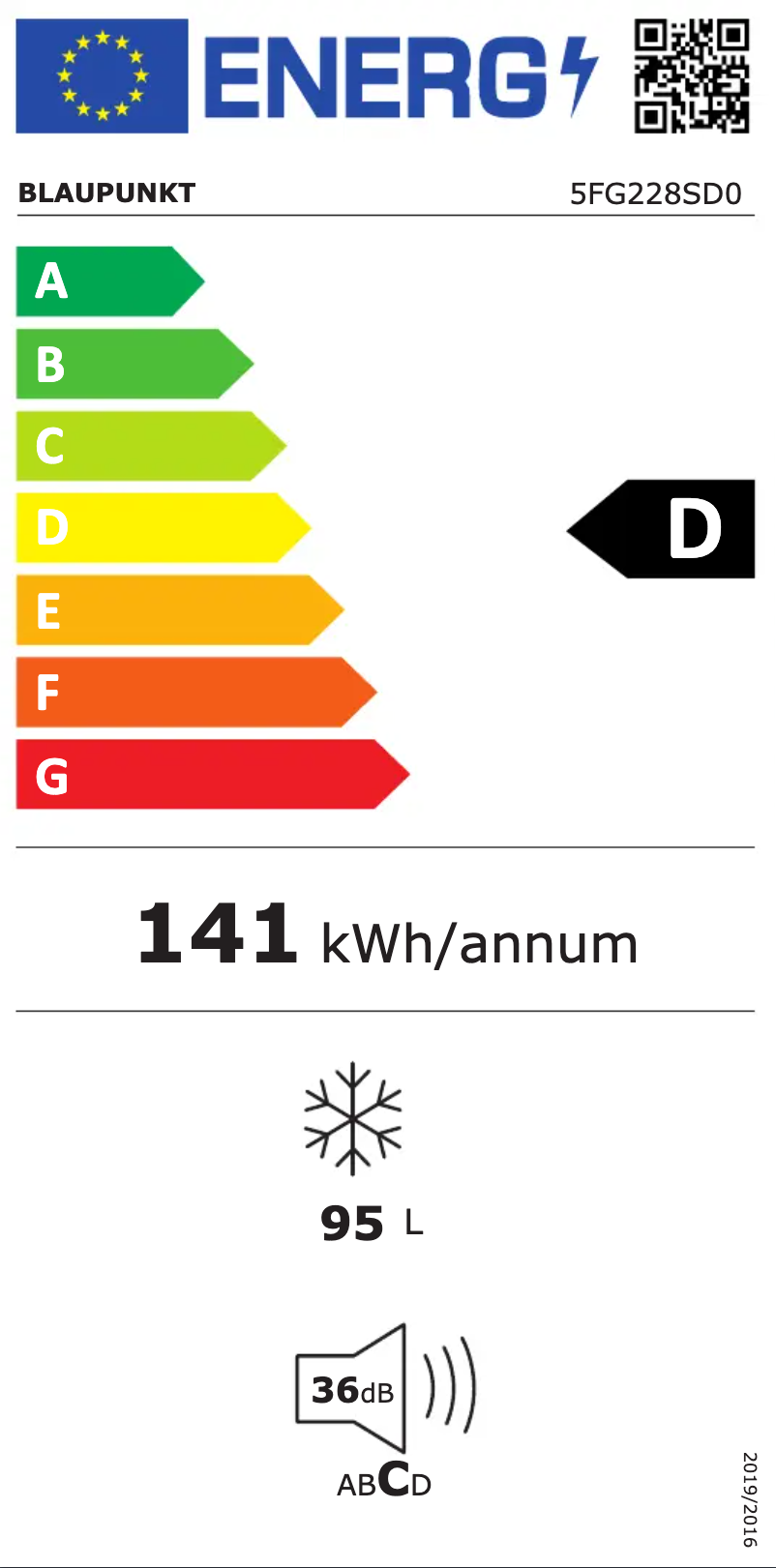 Page n°1 - Label énergétique Blaupunkt 5FG228SD0