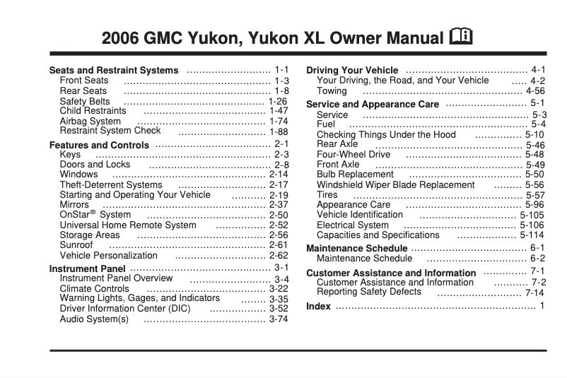 Page 1 de la notice Manuel utilisateur GMC Envoy XL (2006)