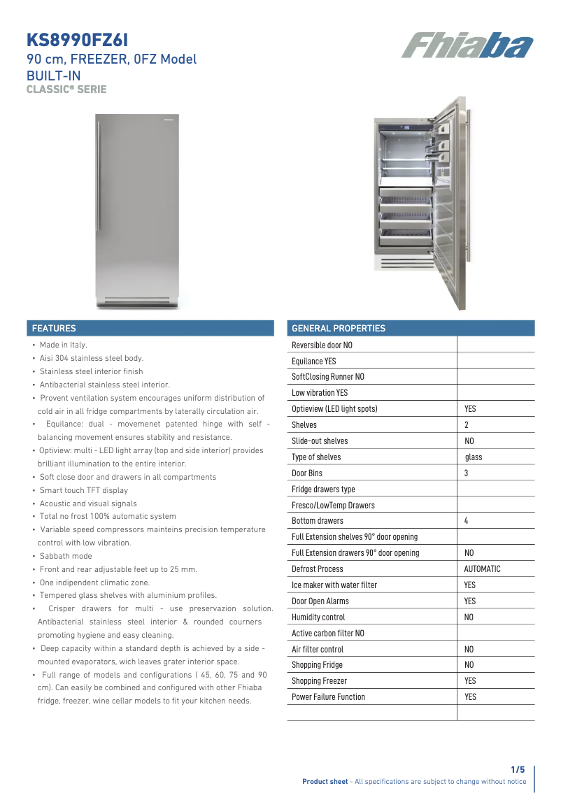 Page n°1 - Fiche technique Fhiaba KS8990FZ6IA