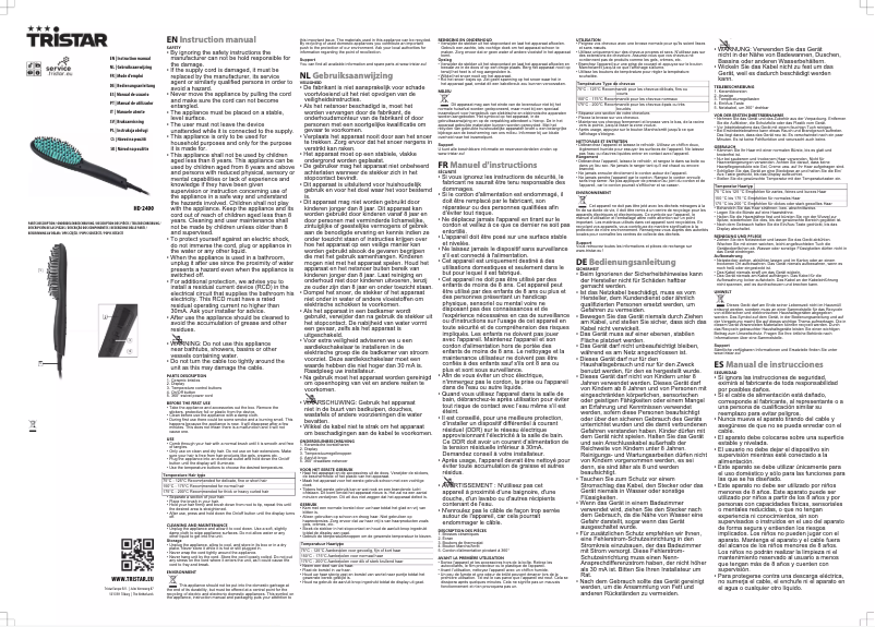 Page 1 of the manual User Manual TriStar HD-2400