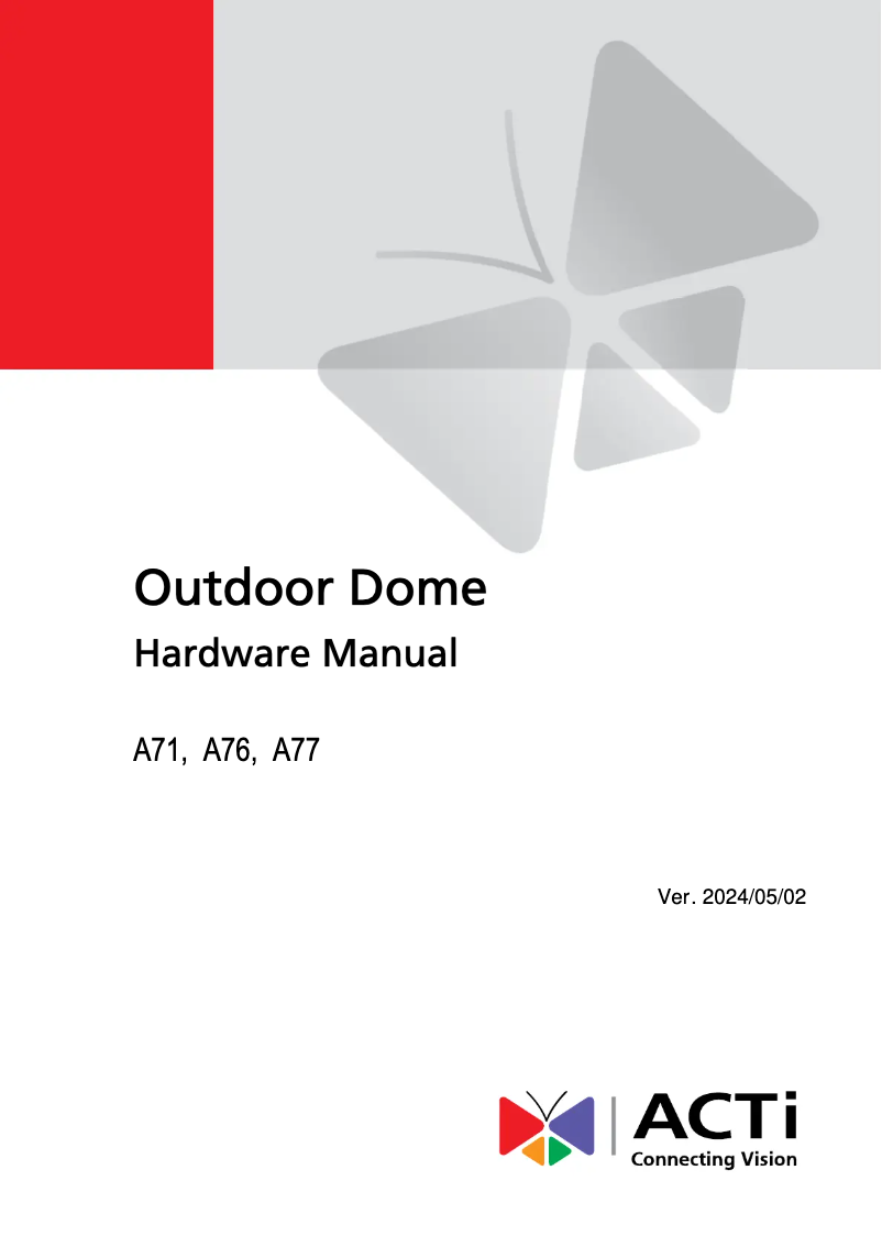 Page n°1 - Manuel utilisateur ACTi A76