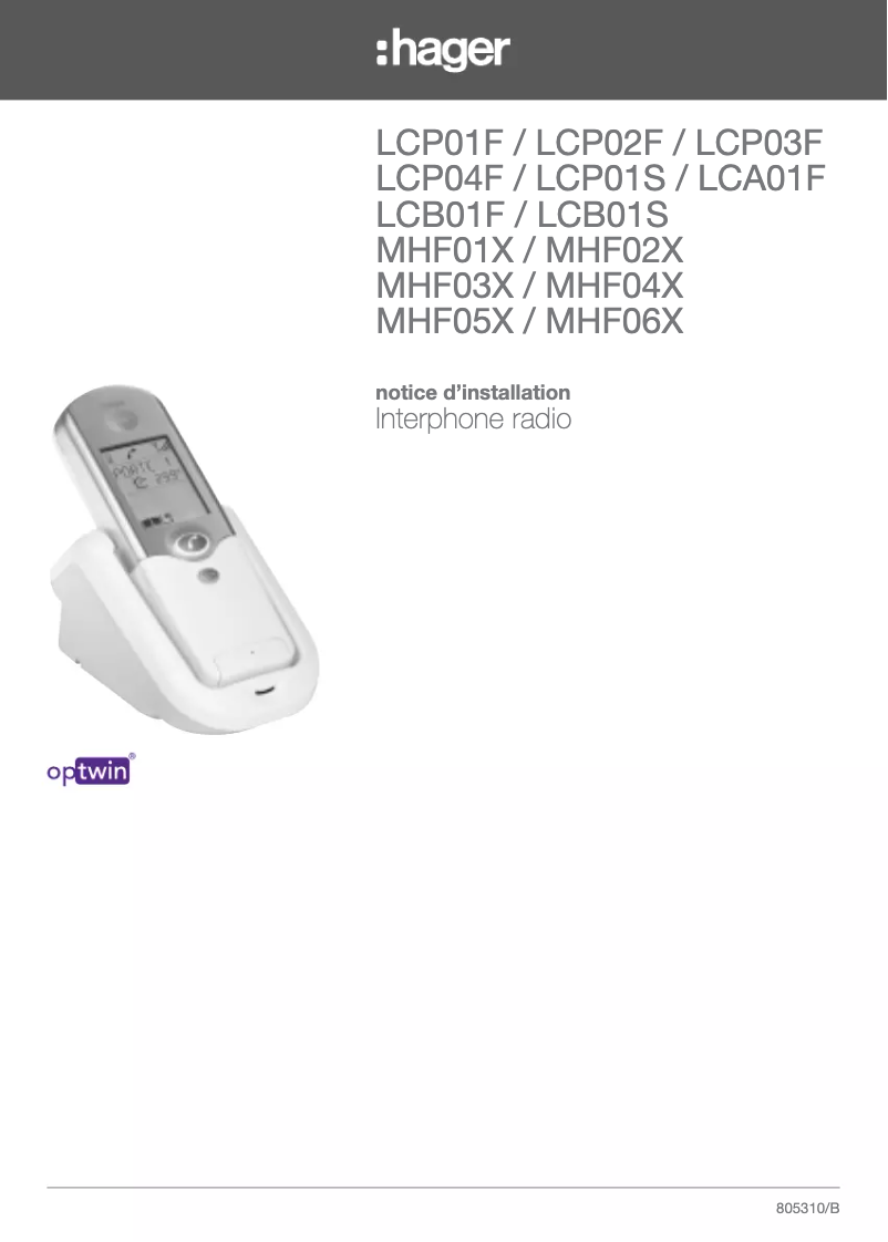Page n°1 - Manuel utilisateur Hager LCP02F