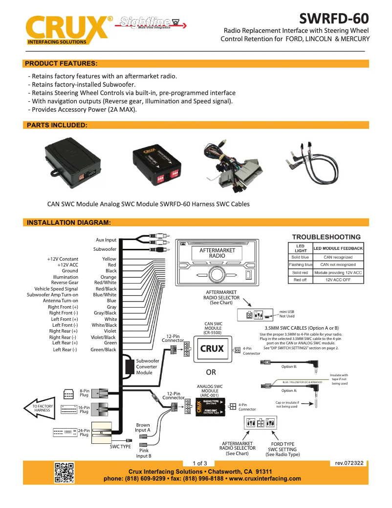 Page n°1 - Manuel utilisateur CRUX SWRFD-60