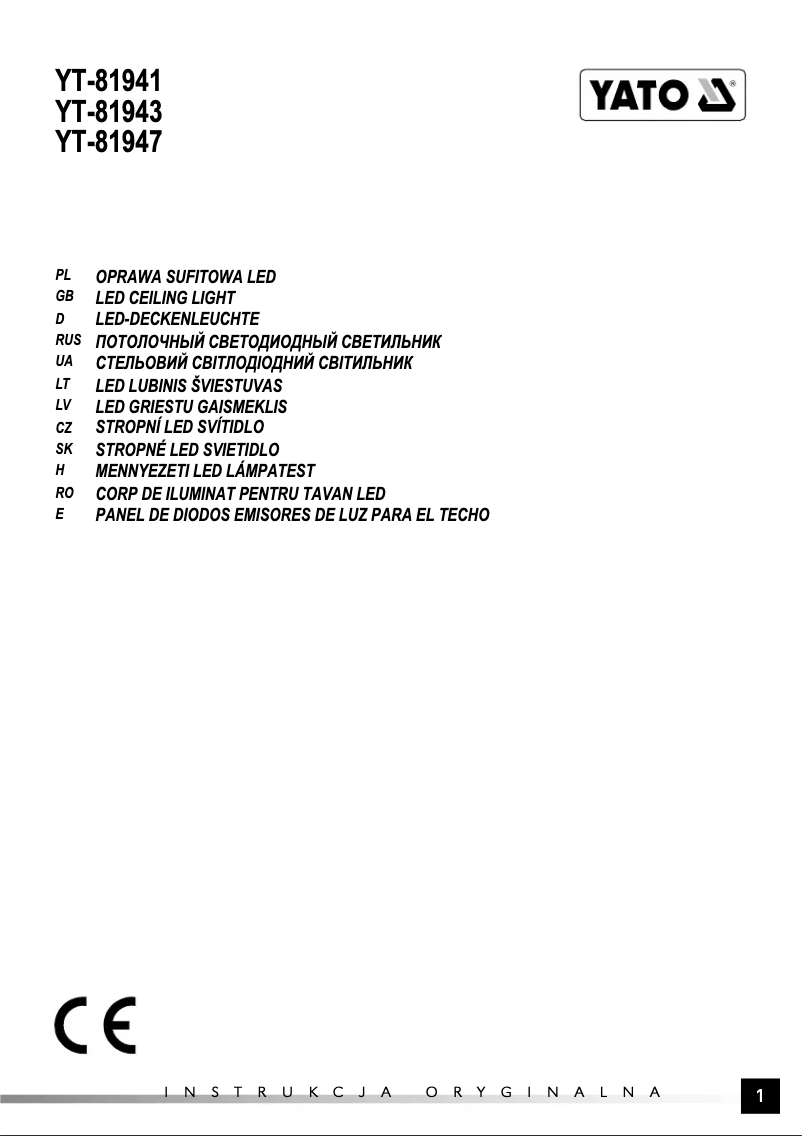 Page 1 de la notice Manuel utilisateur Yato YT-81941