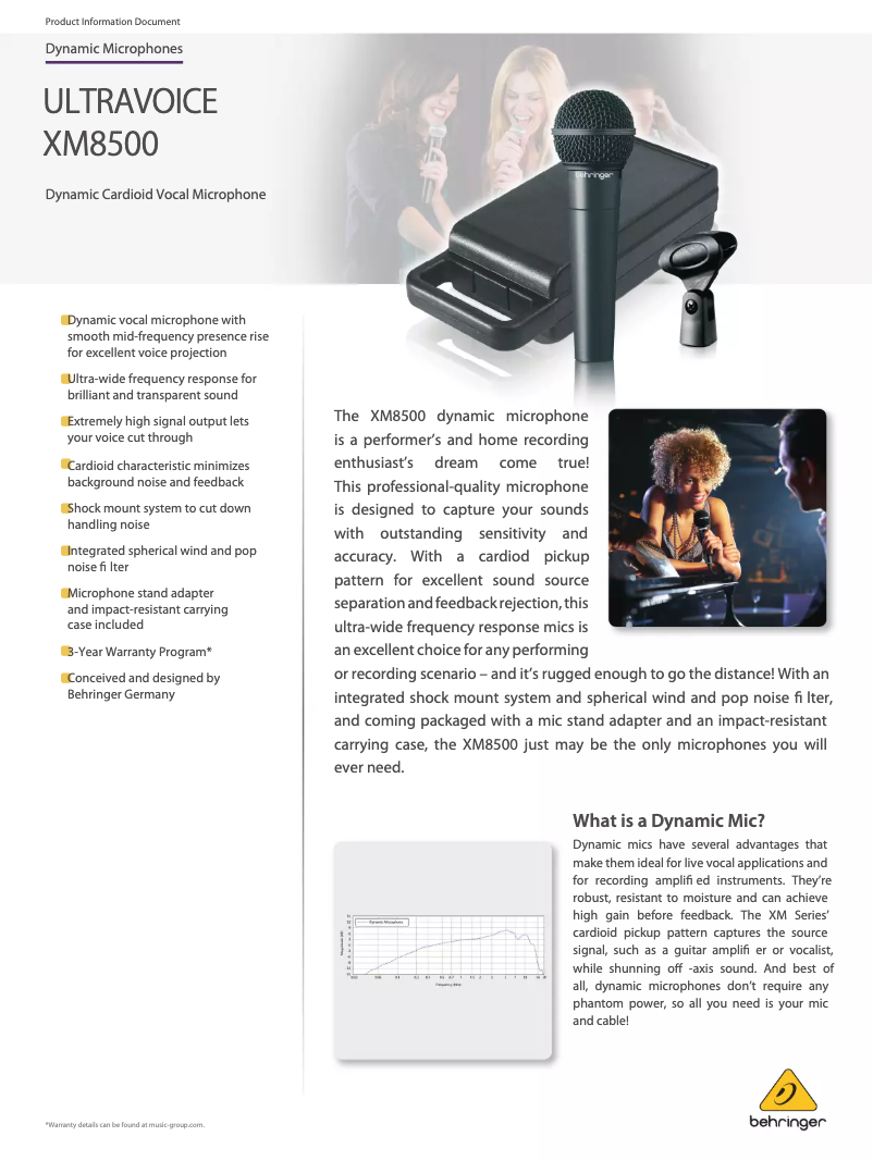 Page n°1 - Fiche technique Behringer Ultravoice XM8500