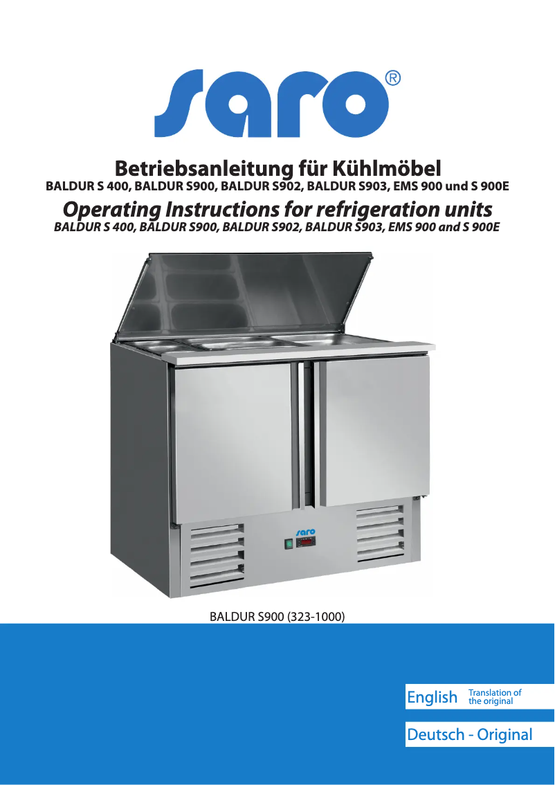 Page 1 de la notice Manuel utilisateur Saro BALDUR S 400 323-1501