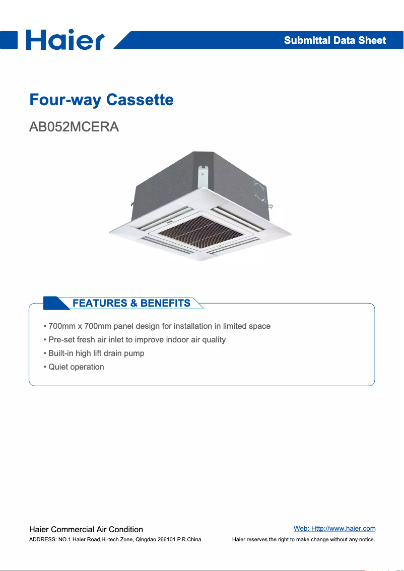 Page 1 de la notice Manuel utilisateur Haier AB052MCERA