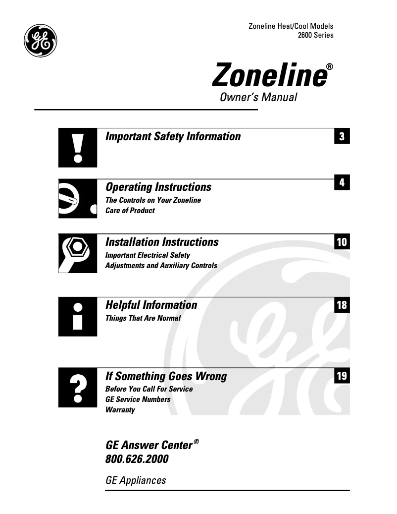 Page n°1 - Manuel utilisateur GE AZ26E06DBC