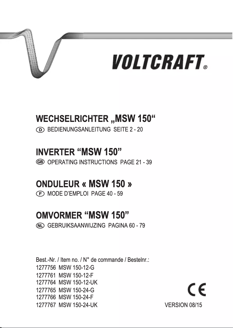 Page n°1 - Manuel utilisateur Voltcraft MSW 150-24-F