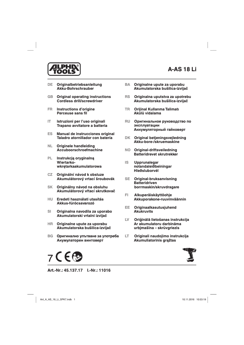 Image de la première page du manuel de l'appareil A-AS 18 Li