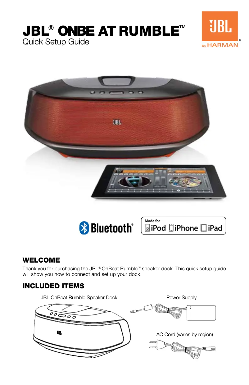 Page n°1 - Manuel utilisateur JBL OnBeat Rumble