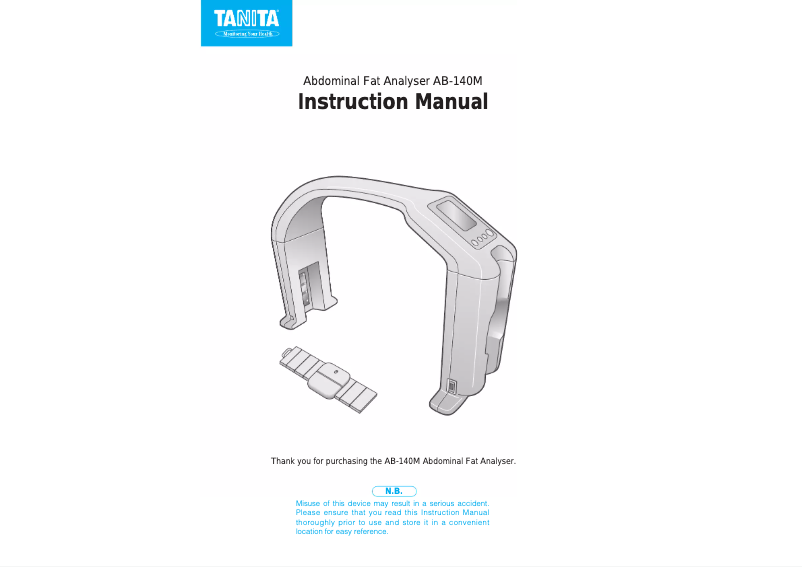 Page n°1 - Manuel utilisateur Tanita AB-140M