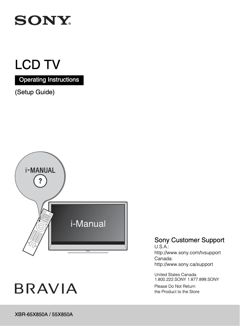 Página 1 del manual Manual de usuario Sony Bravia XBR-65X850A