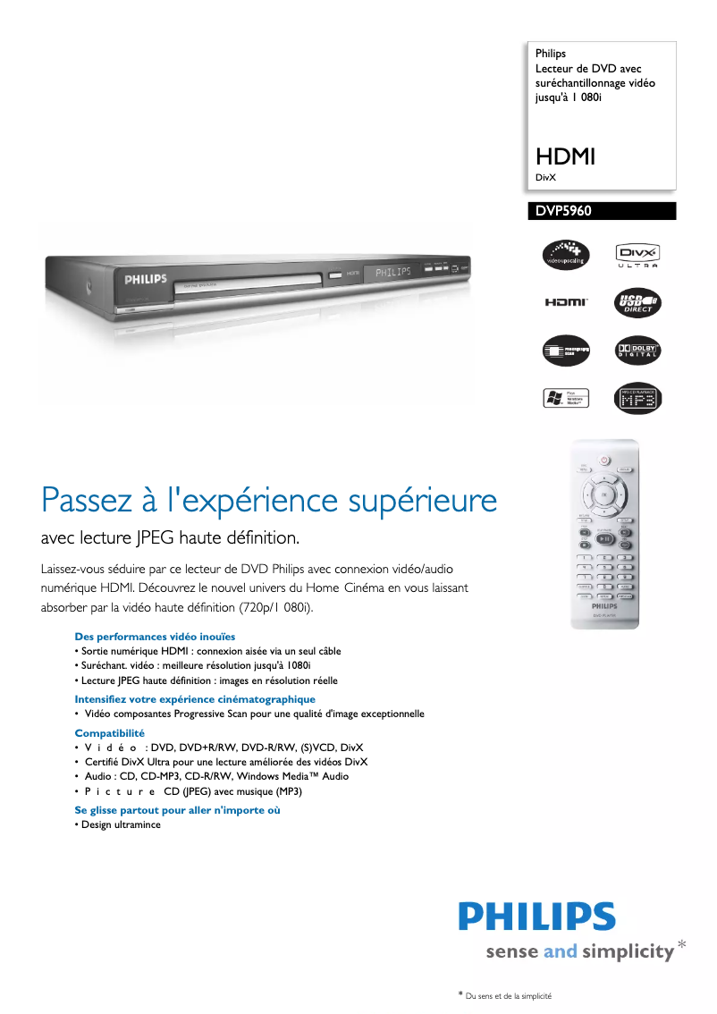 Image de la première page du manuel de l'appareil DVP5960