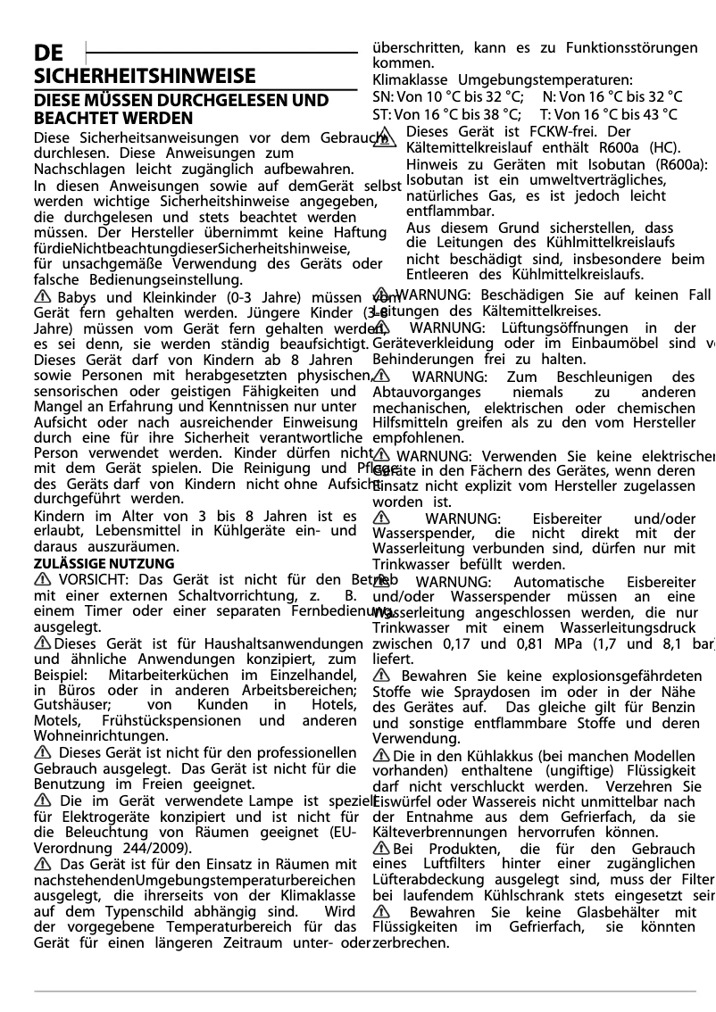 Page n°1 - Instructions de sécurité Whirlpool ART 3752