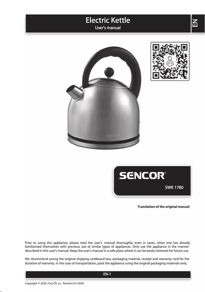 Page n°1 - Manuel utilisateur Sencor SWK 1780