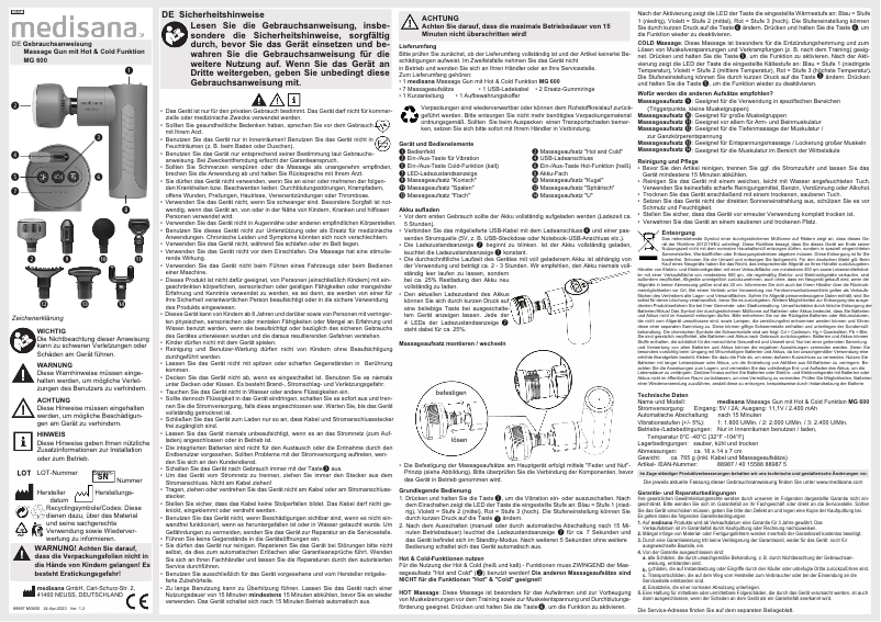 Imagen de la primera página del manual del dispositivo MG 600