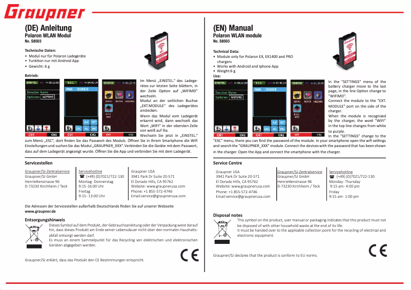 Page 1 de la notice Manuel utilisateur Graupner Polaron EX800