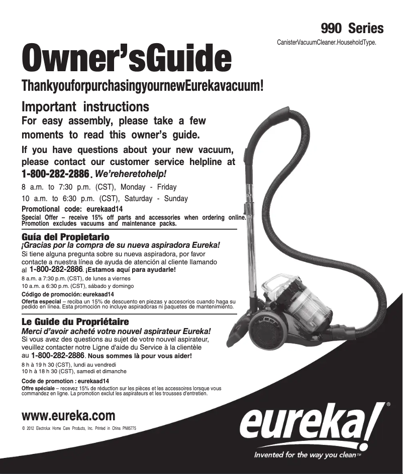 Page 1 de la notice Manuel utilisateur Electrolux AirSpeed Gold AS1001A