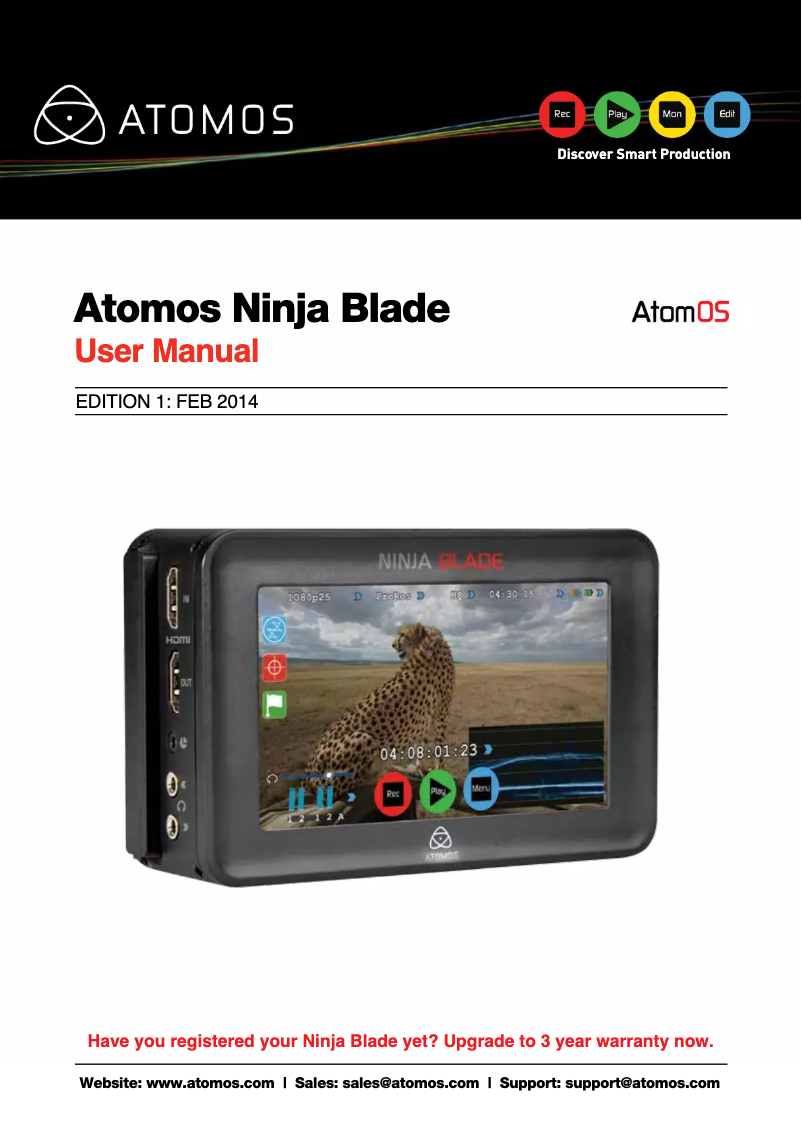 Page 1 de la notice Manuel utilisateur Atomos Ninja Blade