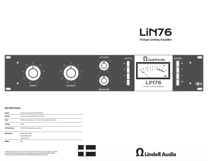 Page 1 de la notice Manuel utilisateur Lindell Audio LiN76