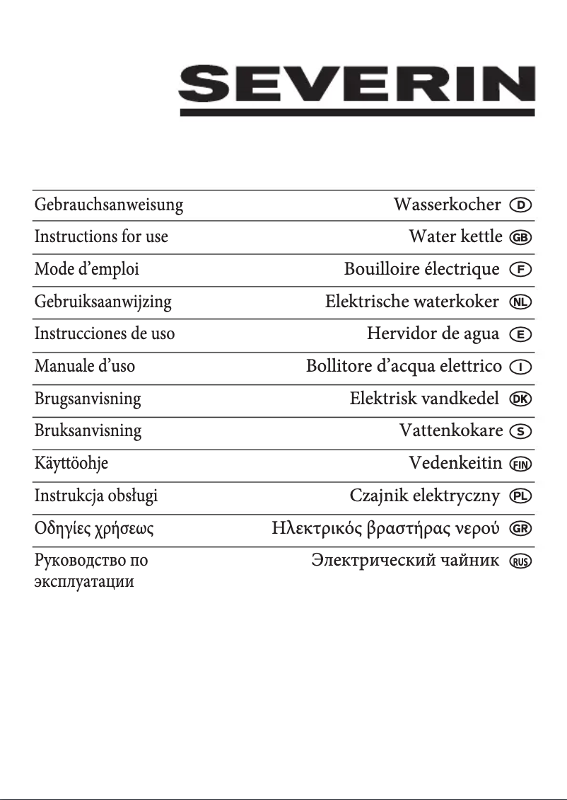 Page n°1 - Manuel utilisateur Severin WK 3347