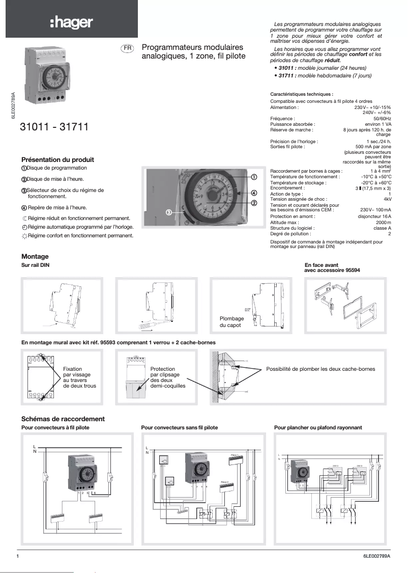 Page n°1 - Manuel utilisateur Hager 31711