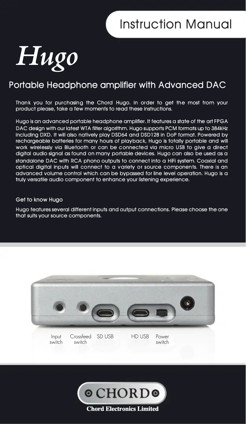 Page 1 de la notice Manuel utilisateur Chord Hugo