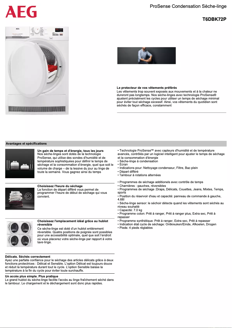 Page n°1 - Fiche technique AEG T6DBK72P