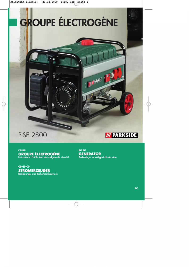 Page n°1 - Manuel utilisateur Parkside PSE 2800 A1