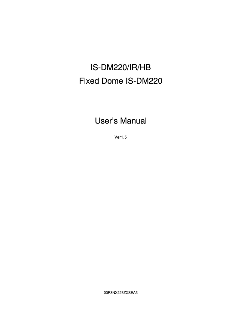 Page n°1 - Manuel utilisateur Sentry360 IS-DM220