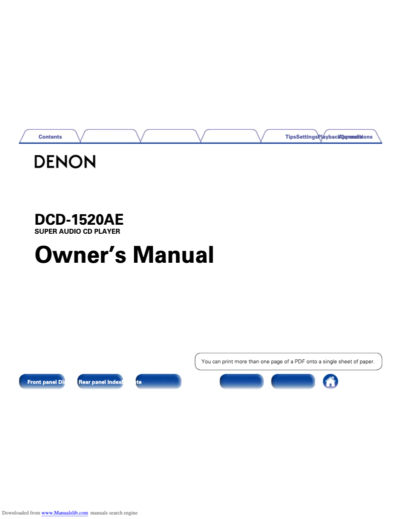 Page 1 de la notice Manuel utilisateur Denon DCD-1520S