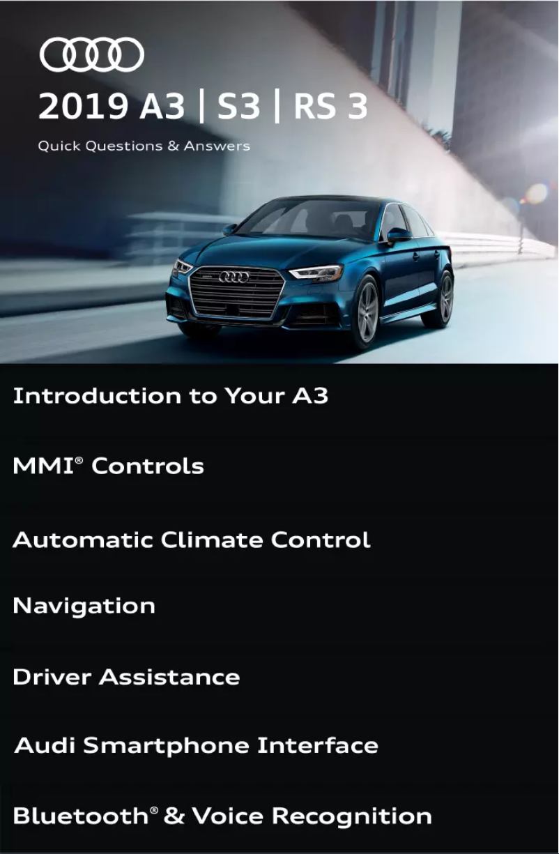 Page 1 de la notice Manuel utilisateur Audi S3 (2019)