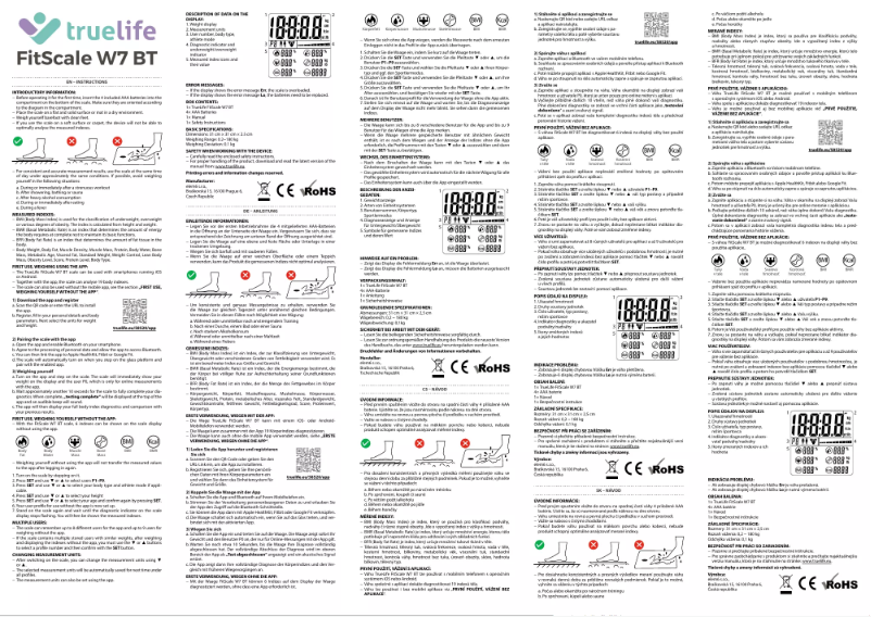 Page 1 de la notice Manuel utilisateur TrueLife FitScale W7 BT