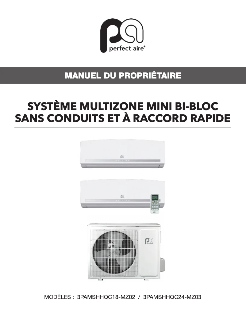 Page 1 de la notice Manuel utilisateur Perfect Aire 3PAMSHQCW12-U230